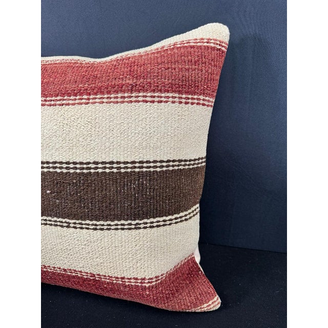 Contemporary Turkish Hemp Pillow Cushion Natural Beige Red Cushion Cover 20x20 For Sale - Image 3 of 4