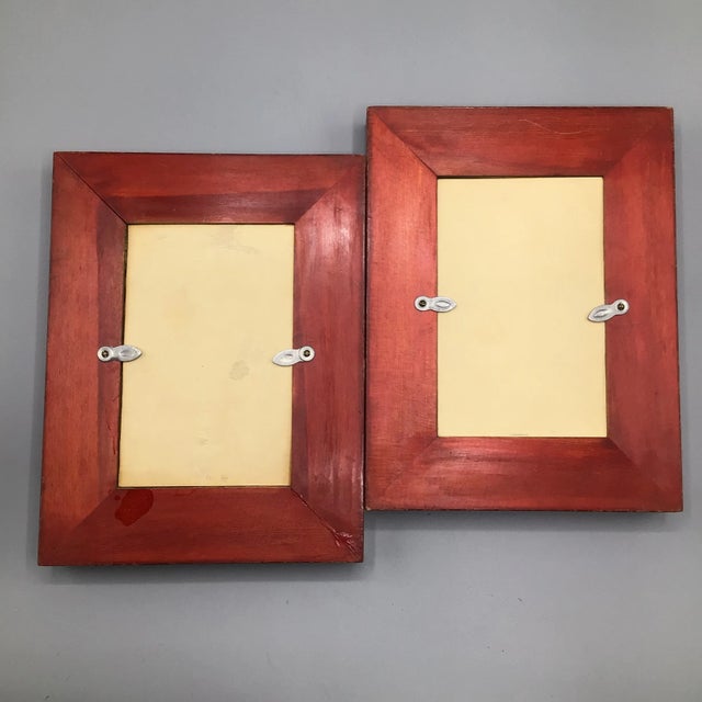 Black Signed and Framed Mid-Century Asian Miniature Paintings - a Pair For Sale - Image 8 of 12