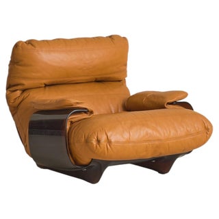 Marsala' Cognac Leather Lounge Chair by Michel Ducaroy for Ligne Roset, 1970s For Sale