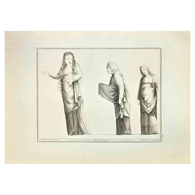 Nicola Billy, Mourning, Etching, 18th Century For Sale