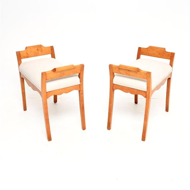 Antique Biedermeier Swedish Satin Birch Stools, 1880s, Set of 2 For Sale - Image 4 of 10