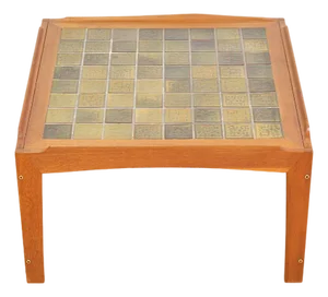 1960s Danish Modern Teak & Tile Top Coffee Side Table