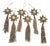 Set of 6 Ornate Antique Gold Starburst Tassel Christmas Ornaments For Sale