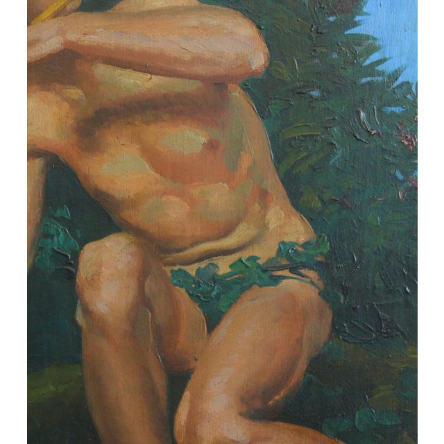 Joseph-Marius Avy, The Young Shepherd with Pan Pipe, 1920s, Oil on Panel, Framed For Sale - Image 6 of 16