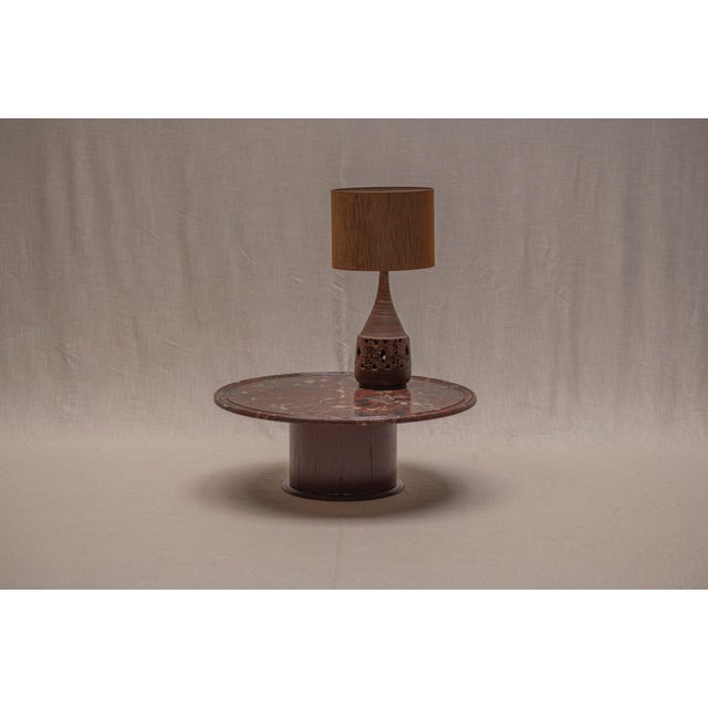 Mid-Century Modern Coffee Table with Red Marble Top and Burgundy Lacquered Base, 1970s For Sale - Image 14 of 16