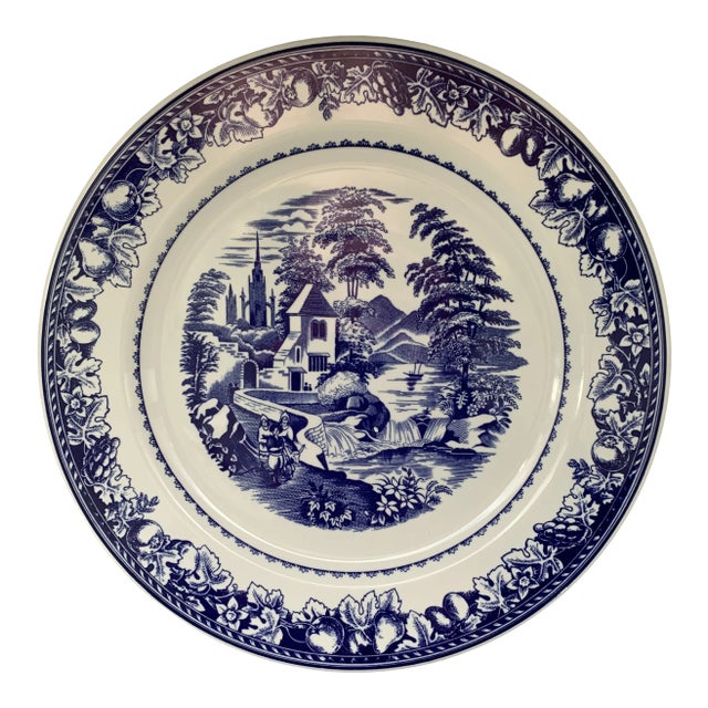 Vintage Cipa Porcellane Italy Blue & White Landscape Countryside Salad/Dessert Plate For Sale