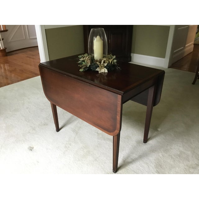 Brandt Vintage Brandt Mahogany Drop-Leaf Dining Table & Four Chairs With 21" Leaf and Custom Table Pads For Sale - Image 4 of 18
