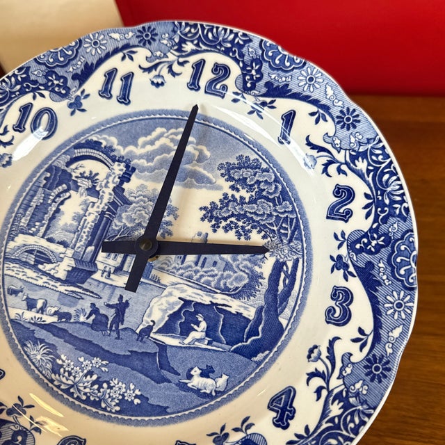 Spode Italian Porcelain Plate Wall Clock, Vintage For Sale - Image 11 of 12