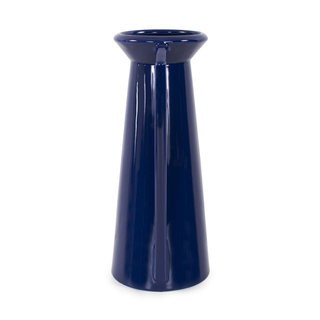 Blue Bella Sapphire Blue Short Ceramic Pitcher For Sale - Image 8 of 11