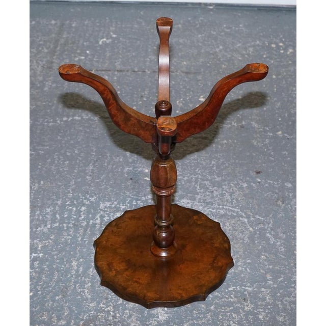 Gold Vintage Burgundy Leather Gold Embossed Side End Wine Lamp Occasional Table For Sale - Image 8 of 13