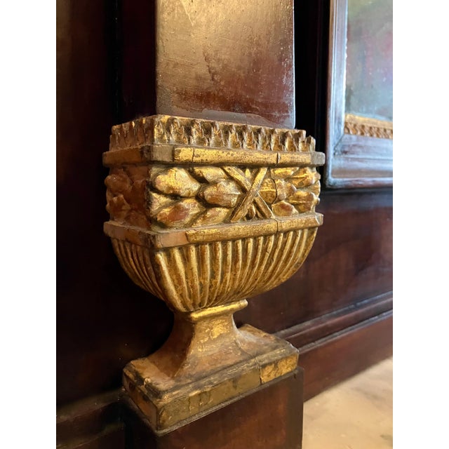 Italian Empire Mahogany and Parcel Gilt Console with Mirror and Carrara Marble Top For Sale - Image 4 of 18