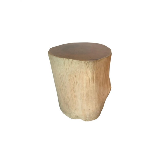 Side Table Solid Teak Wood Bleached Finish Modern Organic For Sale - Image 6 of 7