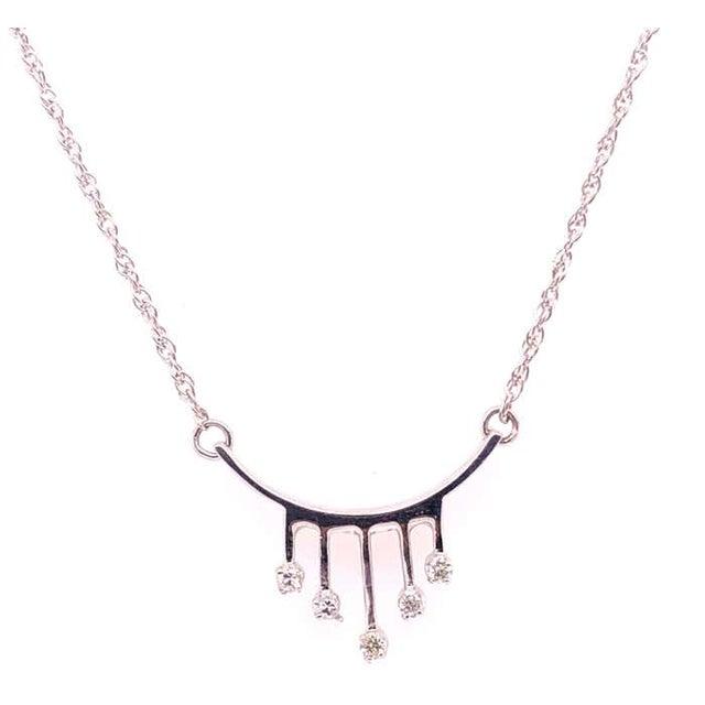 14 Karat White Gold Fancy Necklace With Diamonds For Sale - Image 10 of 12