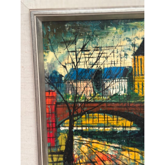 Sigma, City Motif with Bridge, 1960s, Oil on Canvas, Framed For Sale - Image 7 of 18