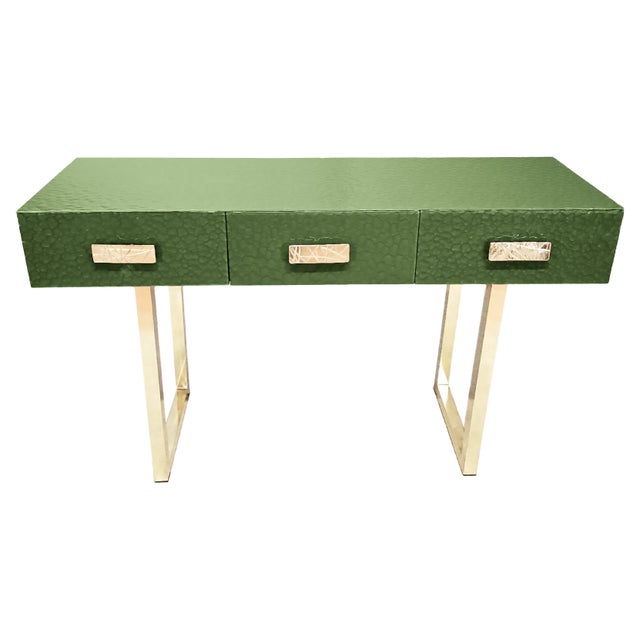 Italian Console Table with Bevelled Green Murano Glass from Justfurnituress For Sale - Image 9 of 9