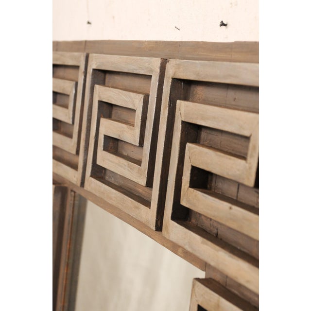Taupe Greek Key Artisan-Made Mirror, 5+ Ft Tall For Sale - Image 8 of 9