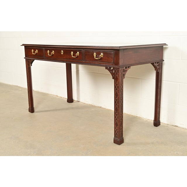 Councill Chippendale Carved Mahogany Writing Desk or Console Table For Sale - Image 15 of 15