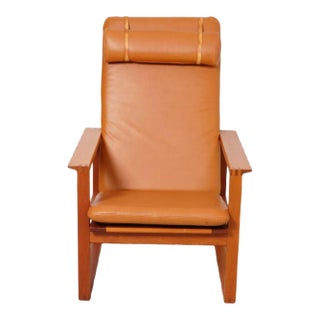 Sled Chair in Mahogany & Cognac Aniline Leather by Børge Mogensen for Fredericia For Sale