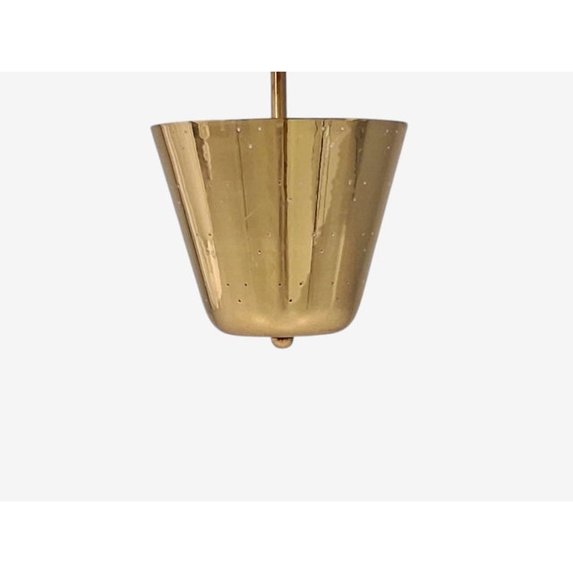Edward Wormley Attr., Large Perforated Chandelier, Brass, Lacquered Metal, Usa, 1950s For Sale In New York - Image 6 of 12