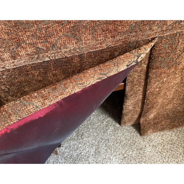 Wood Chestnut Tapestry Velvet High-Back King & Queen Chairs- a Pair For Sale - Image 7 of 9