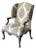 Antique Carved Mahogany Library Chair, Recently Reupholstered For Sale