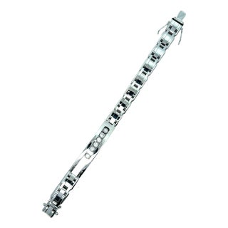 14k White Gold Diamond Slide-Bezel Link Italian Men's Bracelet For Sale