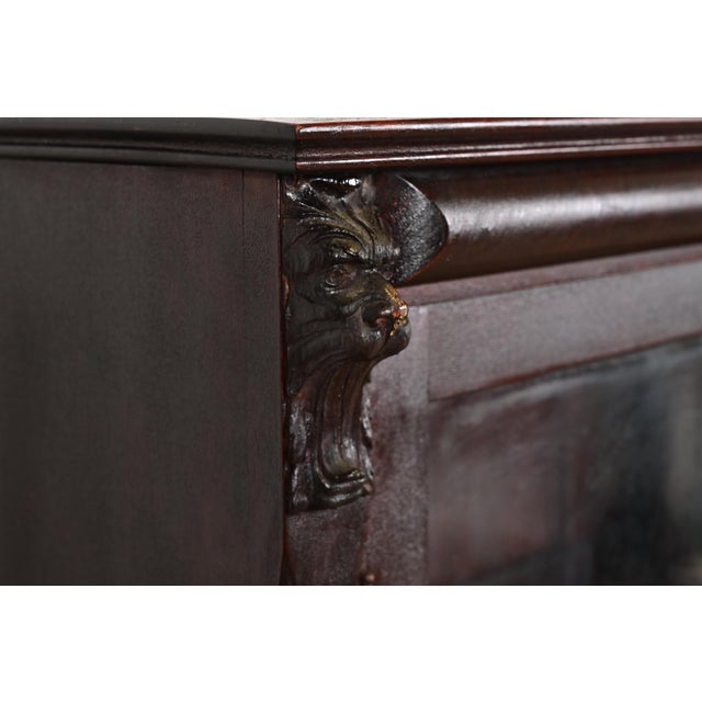 Wood R. J. Horner Style American Empire Carved Mahogany Bookcase With Lion Heads, Circa 1890s For Sale - Image 7 of 13