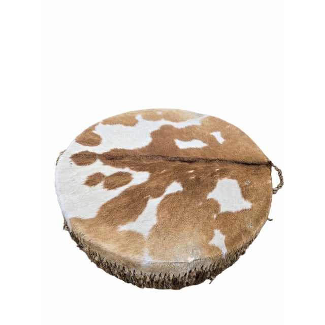 Vintage African Tribal Cowhide Drum Side Tables - Set of 2 For Sale - Image 9 of 12