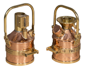 Vintage English Polished Checkpump Petrol Canisters, 1970s, Set of 2