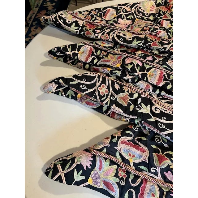 Custom Made Crewel Pillow Covers- Set of 4 For Sale - Image 6 of 12