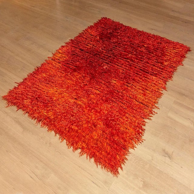 Turkish Hand Knotted Orange Wool Rug, 1980s For Sale - Image 18 of 18