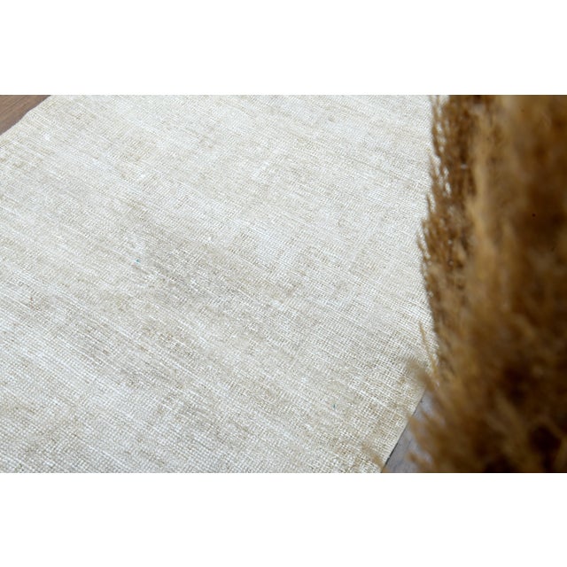 1970s Vintage Turkish Handmade Wool Cotton Beige Runner Rug For Sale - Image 4 of 11