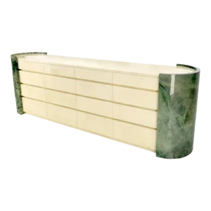 Lacquered Leather Goatskin 16 Drawers Mid-Century Modern Credenza Dresser