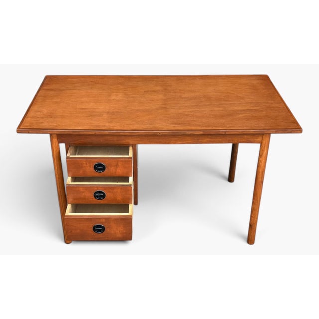 Auburn Restored Danish Modern Writing Desk With Sliding Cabinet & Tapered Legs For Sale - Image 8 of 17