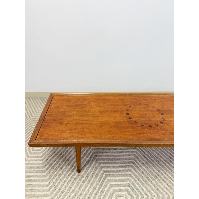 Wood Drexel MCM Coffee Table Circular Dowel Inlay Vintage Mid-Century Modern For Sale - Image 7 of 10