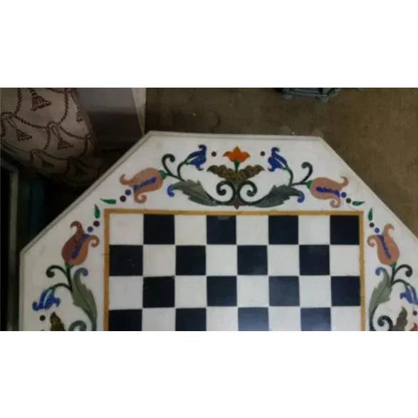Vintage Italian Marble Inlaid Chess Table For Sale - Image 6 of 8