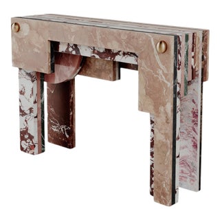Architectural Layered Marble Stone Strata Console by Esther Knopfler For Sale
