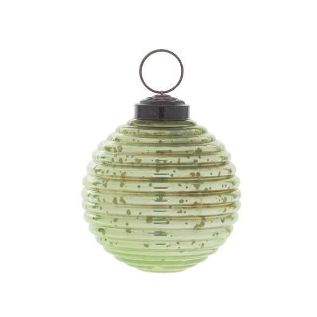 Contemporary Ribbed Mercury Glass Ball Ornament (Set of 6) For Sale - Image 3 of 4