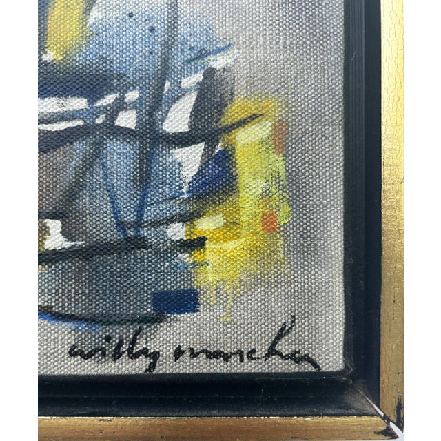 Mid-Century Modern 1958 Willy Mucha Abstract Oil Painting on Canvas, Signed For Sale - Image 3 of 6