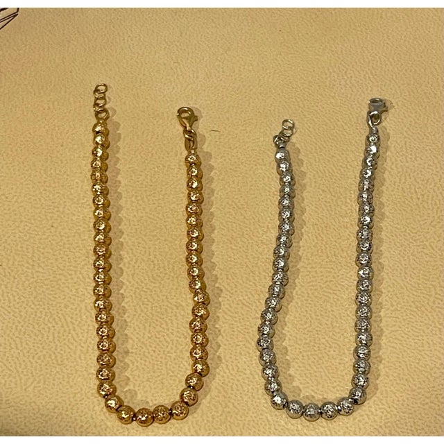 Pair of 18 Karat White Gold/ Rose Gold Ball Bracelets, 8.2 Gm For Sale In New York - Image 6 of 18