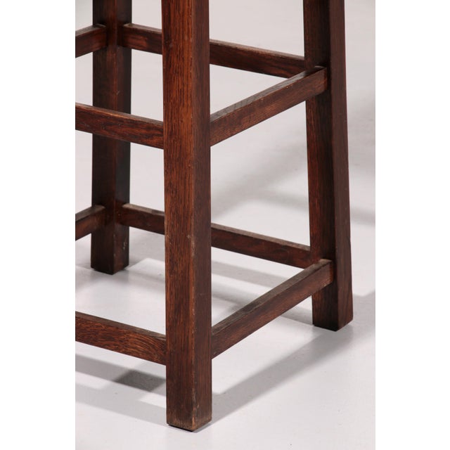 Mid-Century Oak Bar Stools with Cognac Leather Seats, 1970, Set of 6 For Sale - Image 6 of 7