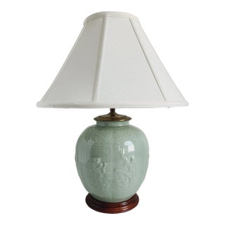 Antique Chinese Celadon Porcelain Table Lamp For Sale