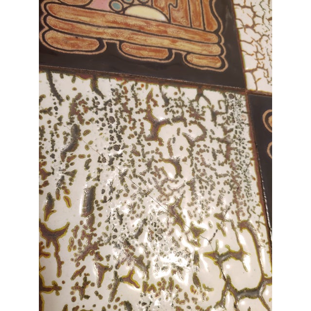 1960s Mid-Century Modern Custom Abstact Tile Top Coffee Table Made in Brazil For Sale - Image 4 of 7