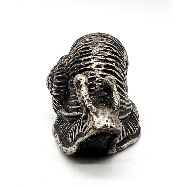 Vintage Mid-Century Modern Pewter Silver Toned Snail Salt Shaker — Figural Escargot Design For Sale In Houston - Image 6 of 9