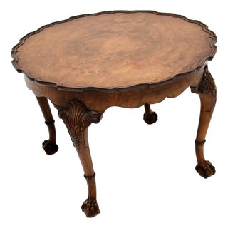 Antique Figured Walnut Pie Crust Coffee Table, 1920s For Sale
