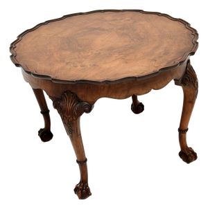 Antique Figured Walnut Pie Crust Coffee Table, 1920s