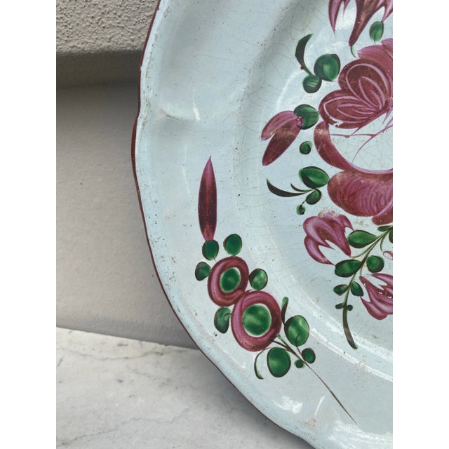Large 19th Century French Faience Flowers Platter. From East of France.