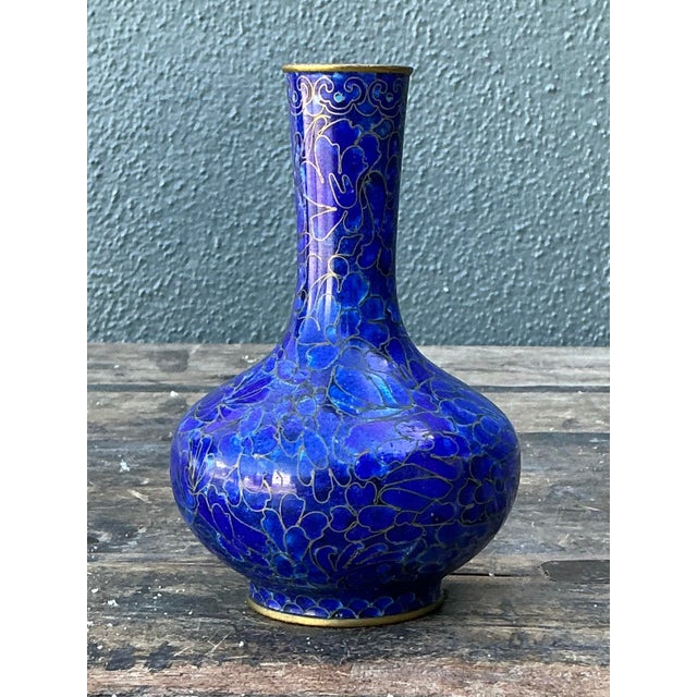 Vintage Cloisinee Blue Bud Vase For Sale - Image 10 of 12