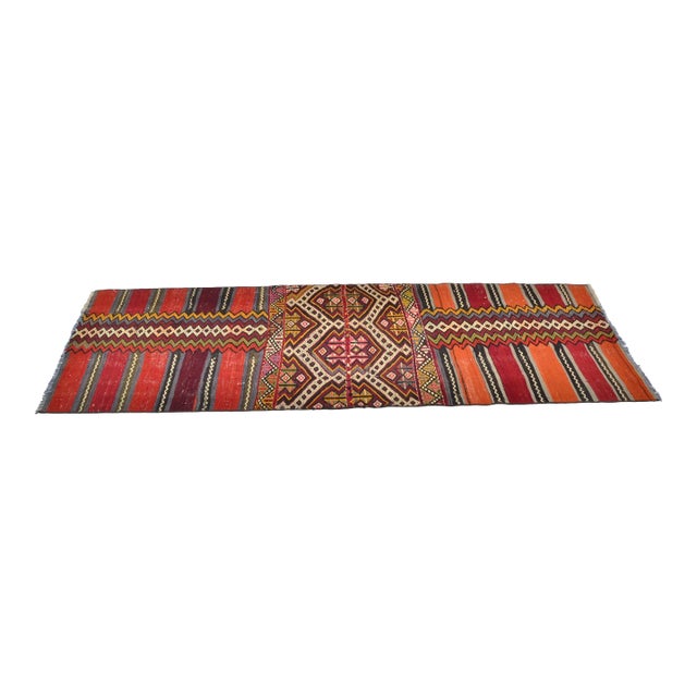 1960s Handmade Turkish Kilim Runner Rug For Sale