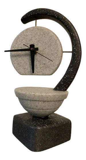 Vintage Postmodern Marble Like Stone Sculptural Clock